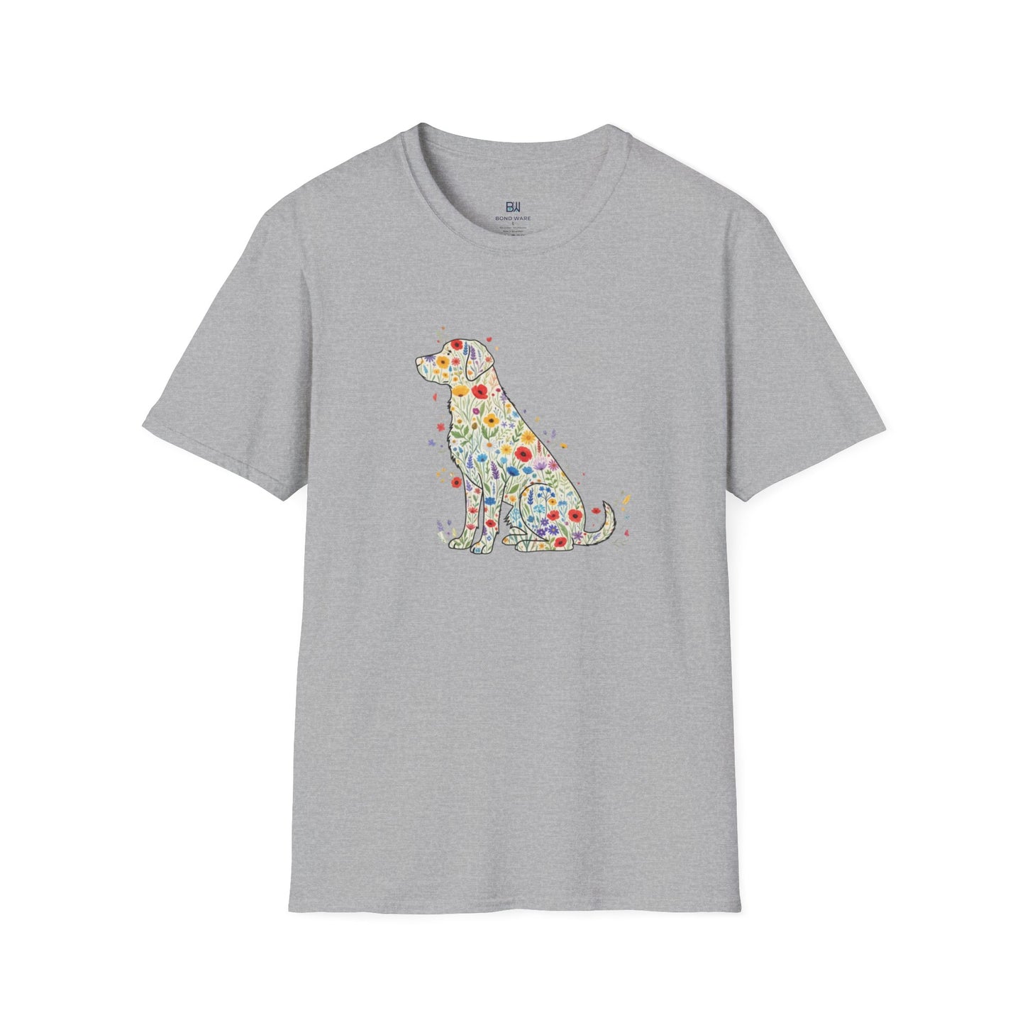 "Dog in Bloom" Floral Art T-Shirt