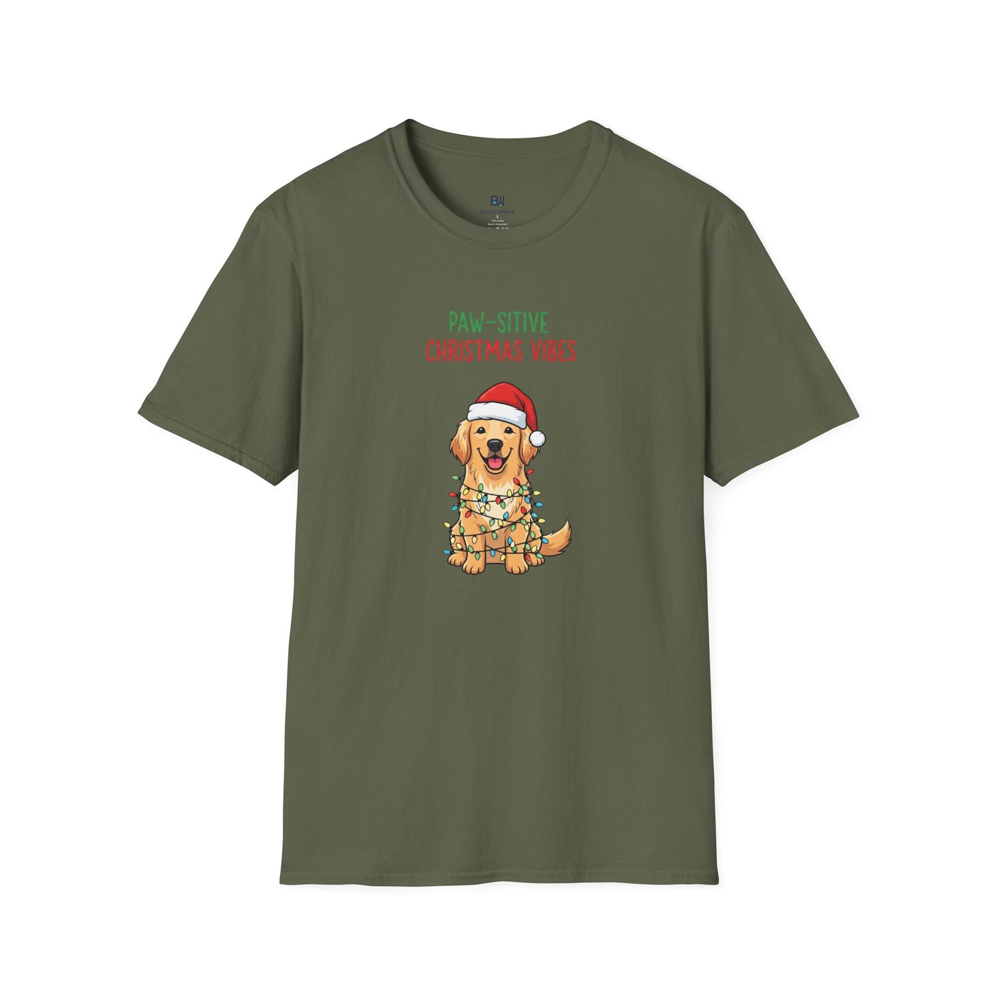 "Paw-sitive Christmas Vibes" Holiday Dog T-Shirt