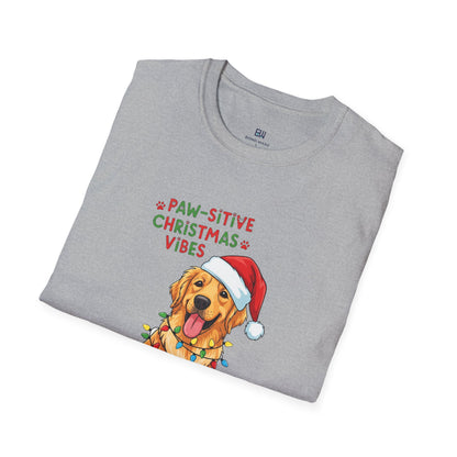 Adorable "Paw-sitive Christmas Vibes" Pup Tee
