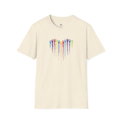 Rainbow "Paws of Love" Dripping Art Tee