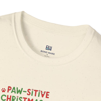 Adorable "Paw-sitive Christmas Vibes" Pup Tee