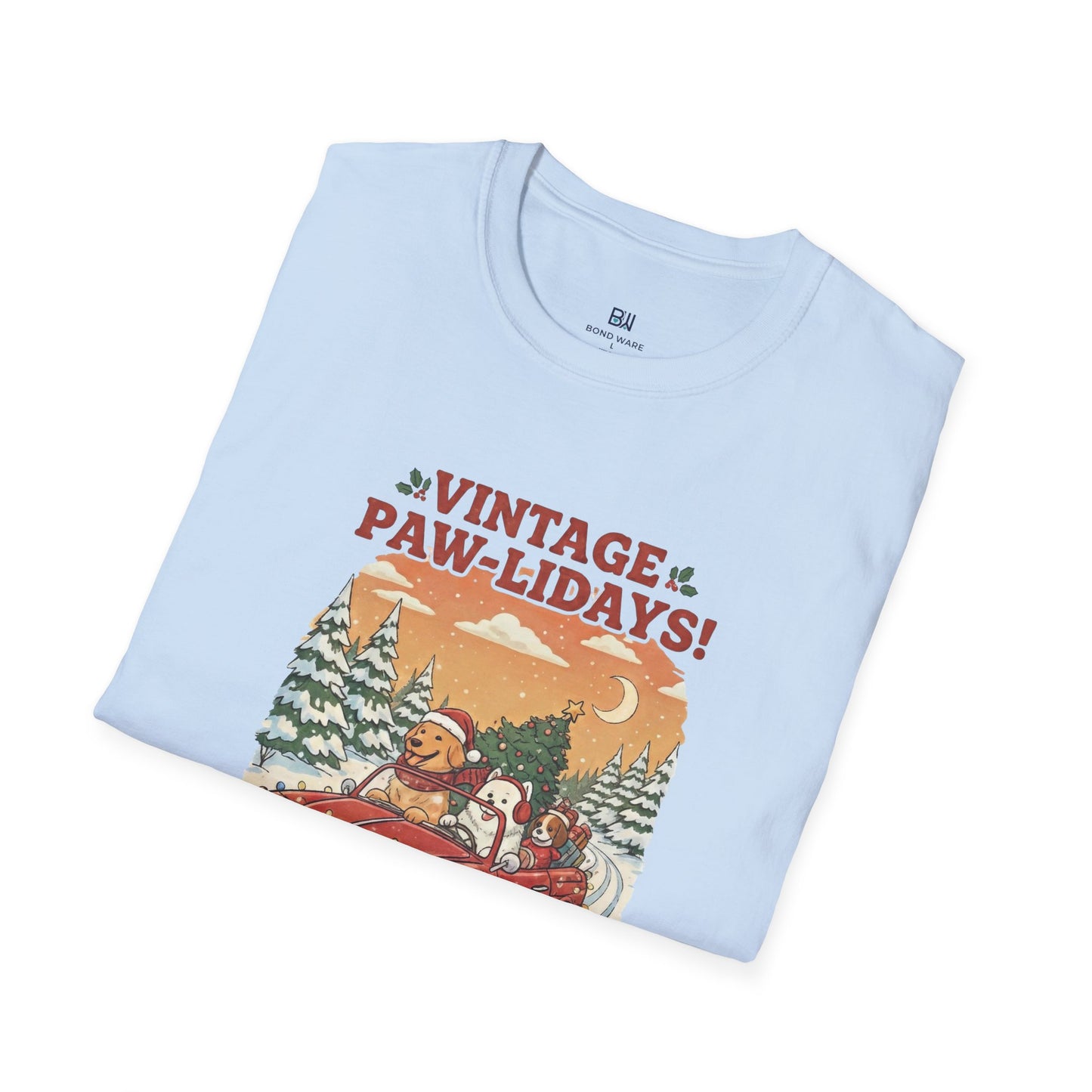 Vintage Paw-lidays Retro Christmas Dog Lover Holiday T-Shirt