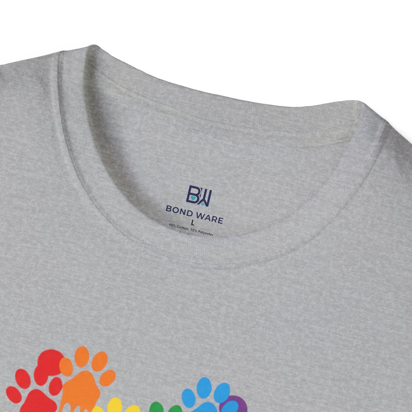 Colorful Paw Print Heart Graphic Tee